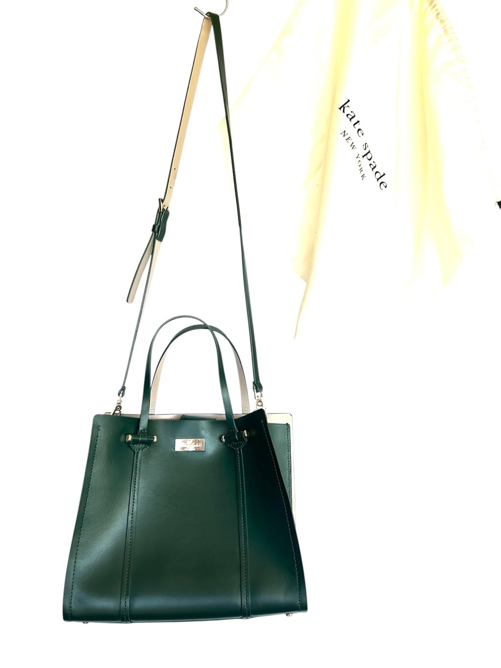 Kate Spade Arbour Hill Small Elodie leather bag green emerald gold crossbody - Picture 3 of 16